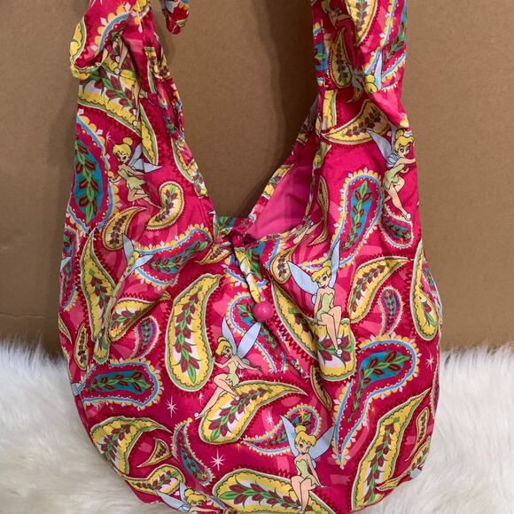 DISNEY Disneyworld Disneyland Light Weight Large TINKERBELL Knotted Sling Bag - Picture 3 of 15
